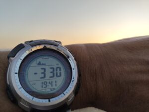 Watch showing 330m below sea level at the Dead Sea.